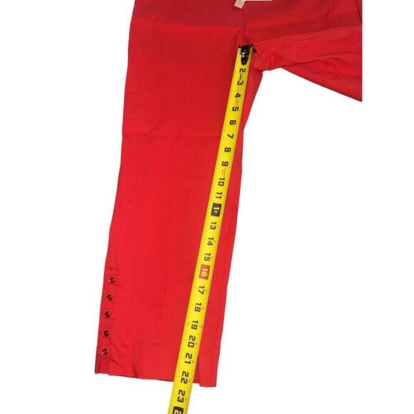 Zac & Rachel Crop Capri Pull On Pant Womens 10 Red Rayon Nylon Mid Rise Stretch - Picture 2 of 5